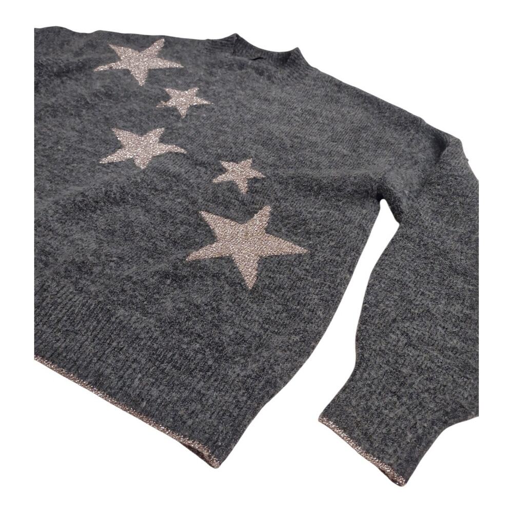 MARKS & SPENCER Super Star Sweater Size M Gray Metallic Silver Retro Top Simple